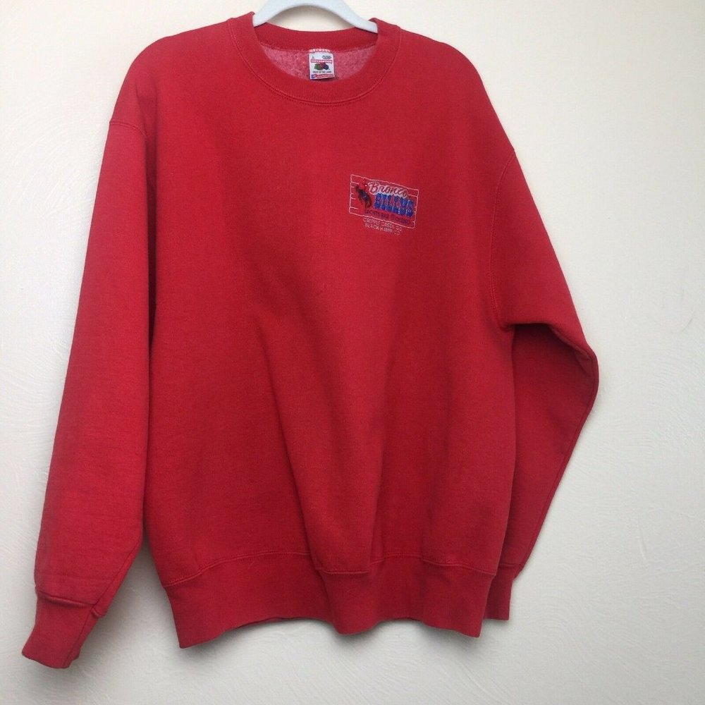 Bronco Billys Casino Red Sweatshirt VTG Large Cripple Creek Colorado Fleecelined